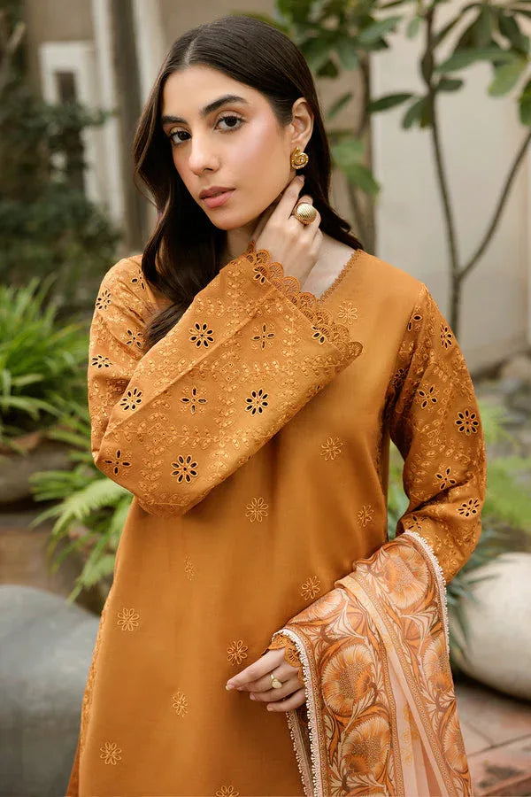 Farasha | Summer Weaves Embroidered Lawn | Golden Dusk - Aqsa Fabrics