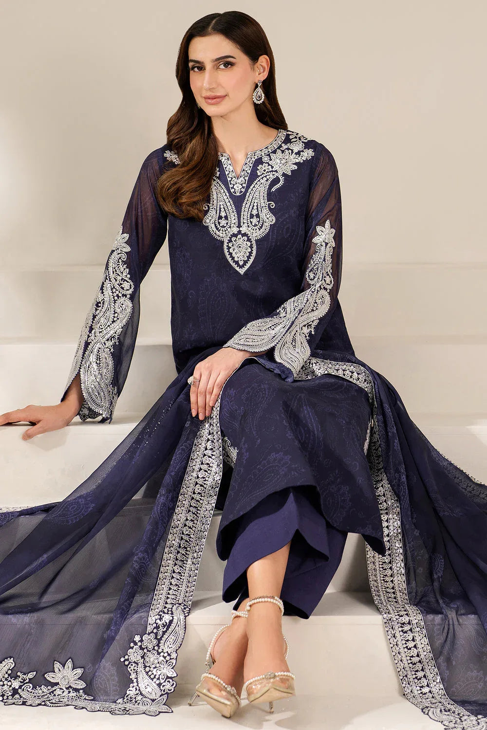 Farasha | Fiorella Formals | Blue Dazzle - Aqsa Fabrics