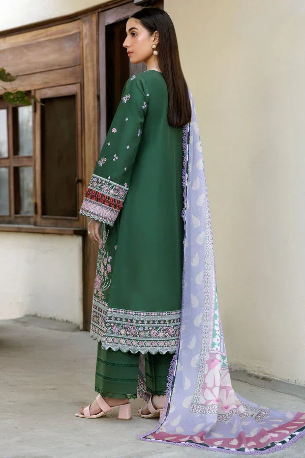 Farasha | Summer Weaves Embroidered Lawn | Emerald Eclips - Aqsa Fabrics