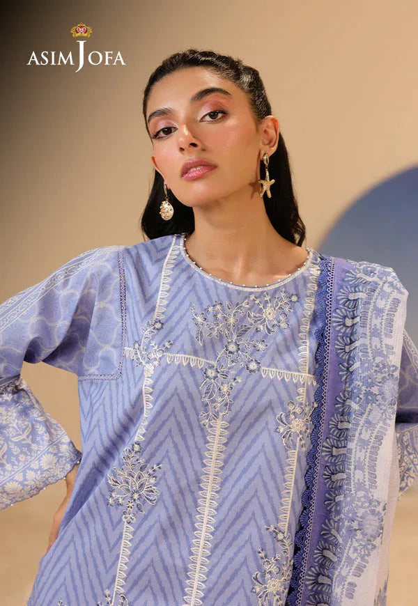 Asim Jofa | Summer Rhapsody | AJUBU-13 Printed Embroidered Lawn - Aqsa Fabrics