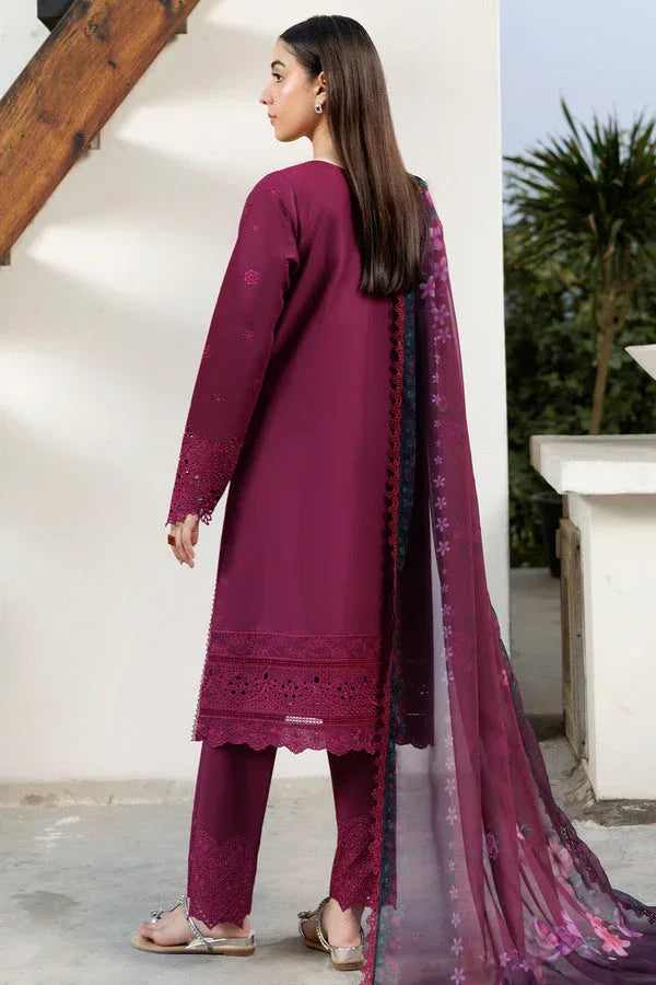 Farasha | Summer Weaves Embroidered Lawn | Garnet Passion - Aqsa Fabrics