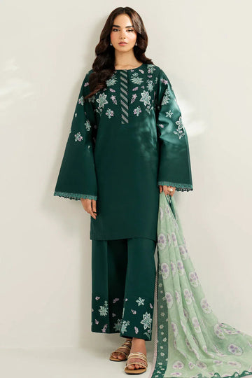 Farasha | Thread Lines Embroidered | Turquoise Bliss - Aqsa Fabrics