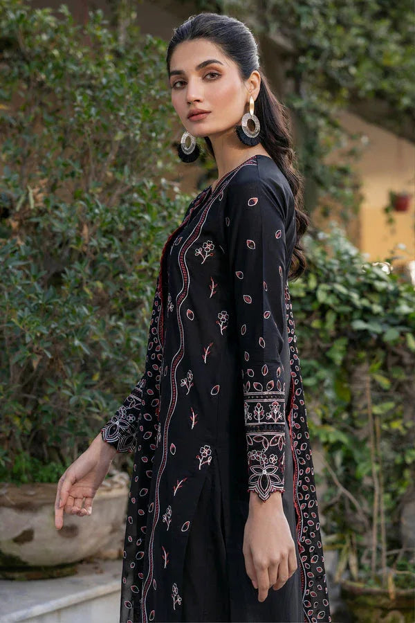 Farasha | Summer Weaves Embroidered Lawn | Black Rose - Aqsa Fabrics