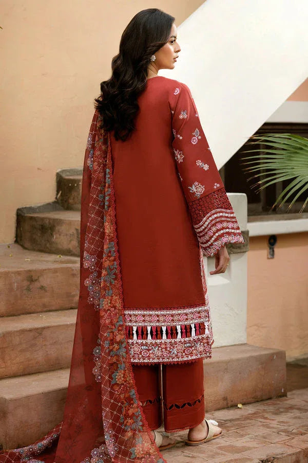Farasha | Summer Weaves Embroidered Lawn | Russet Flames - Aqsa Fabrics