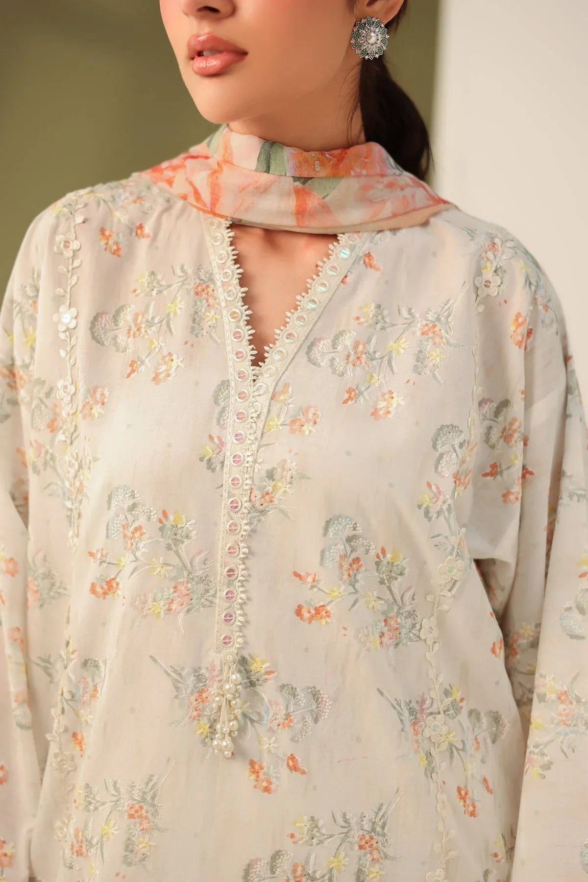Baroque | Eid Printique | EMBROIDERED PRINTED LAWN UF-4181 - Aqsa Fabrics