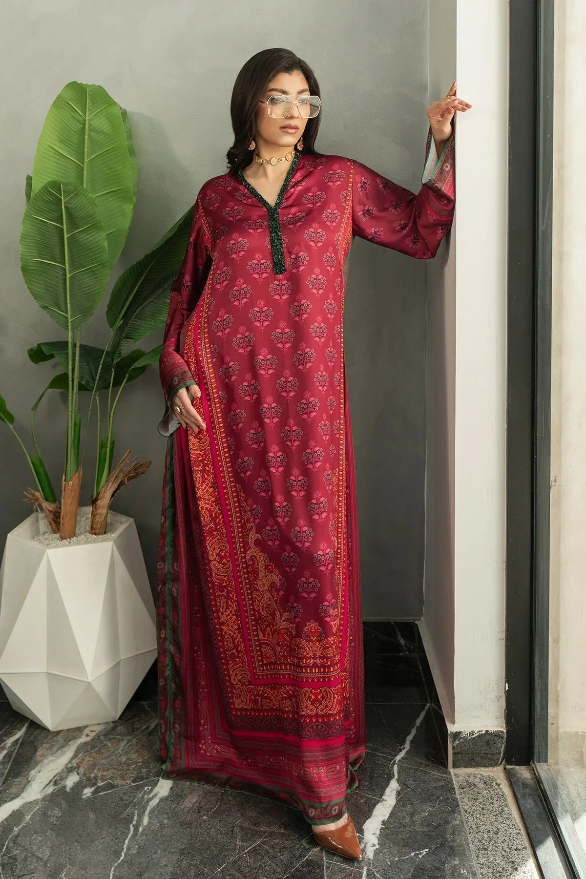 Erum Khan | Eid Edit 25 | Berry Babe - Aqsa Fabrics
