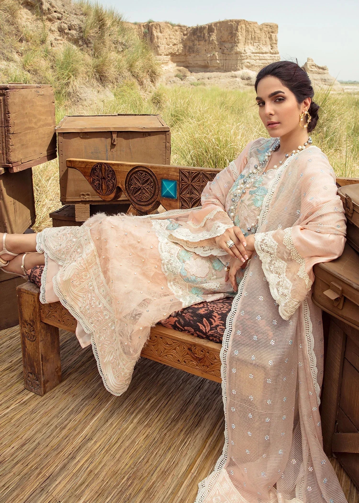 Saira Shakira | Luxury Pret | Peach Sandstone - Aqsa Fabrics