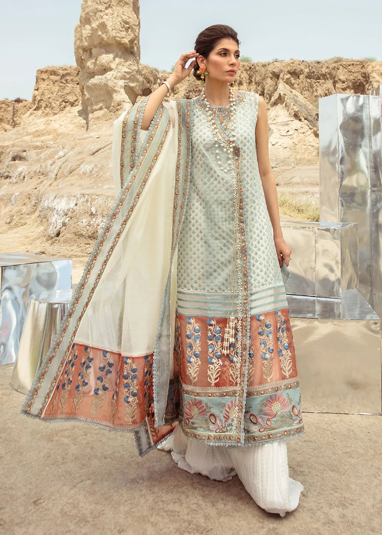 Saira Shakira | Luxury Pret | Rust Angrakha - Aqsa Fabrics