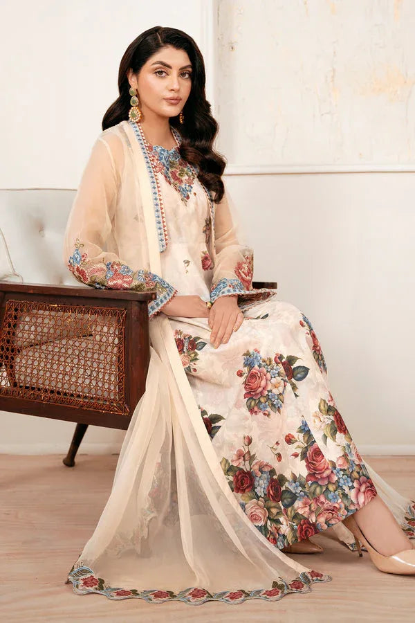 Baroque | Luxury Pret 25 | EMBROIDERED CHIFFON PR-1053 - Aqsa Fabrics