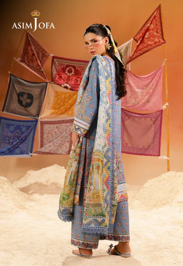 Asim Jofa | Summer Rhapsody |  AJUBU-11 Printed Embroidered Lawn - Aqsa Fabrics
