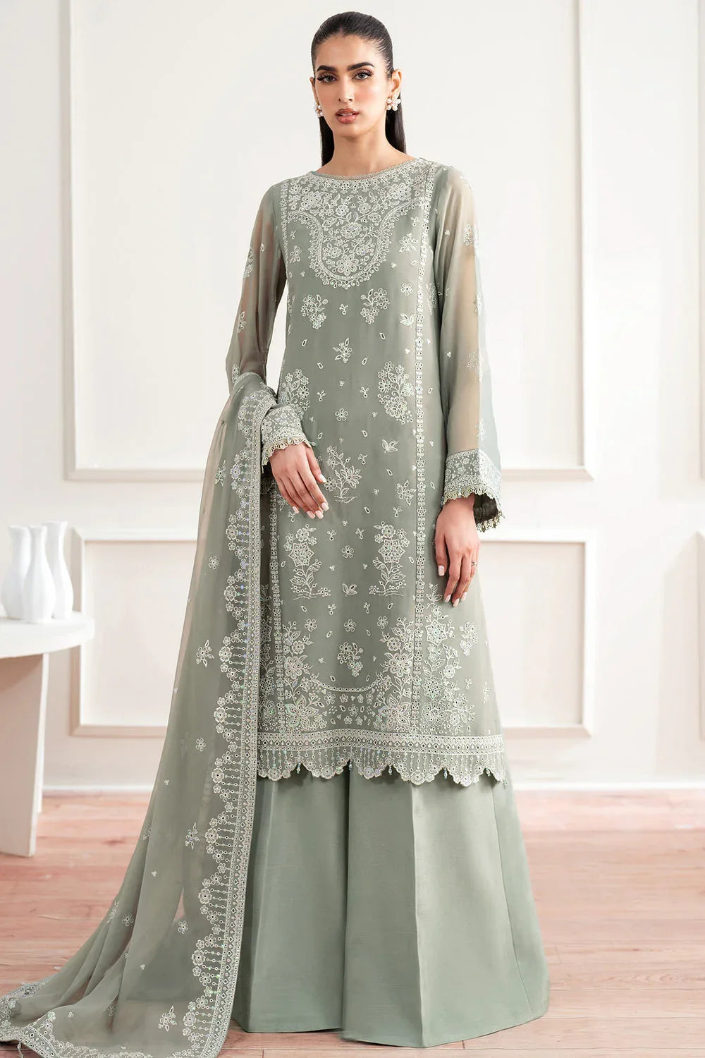 Farasha | Essence Formals 25 | Ash Green - Aqsa Fabrics