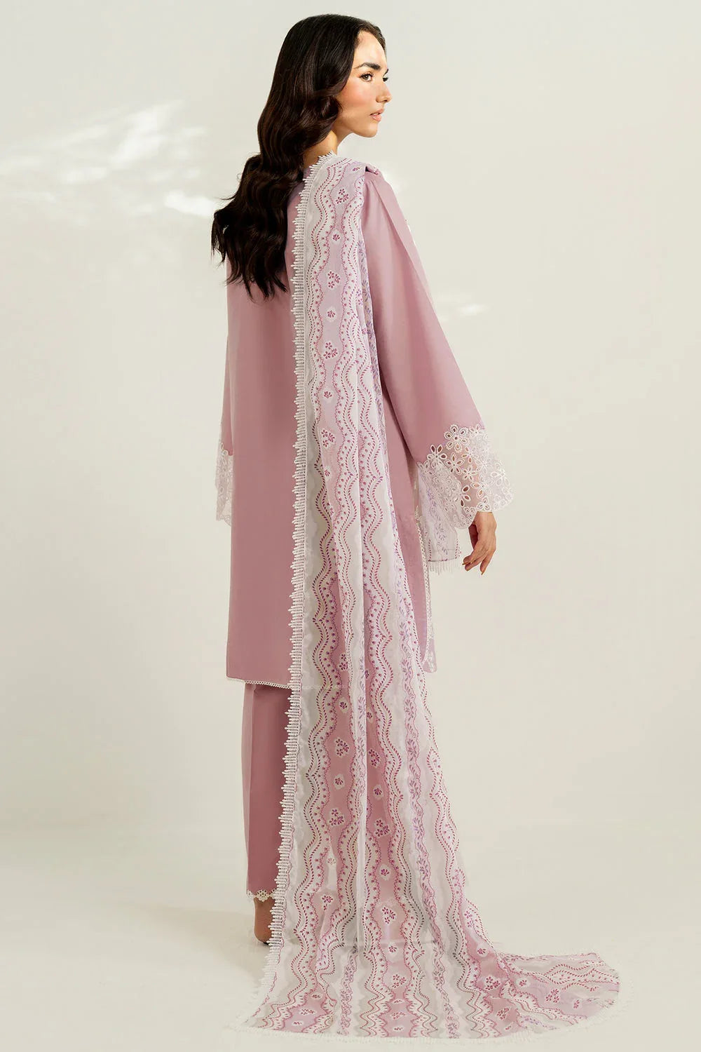 Farasha | Thread Lines Embroidered | Hazel Drape - Aqsa Fabrics