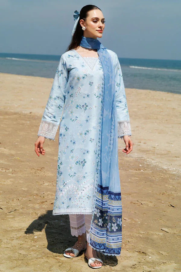Farasha | Printed Essentials | Moonlit Blue - Aqsa Fabrics