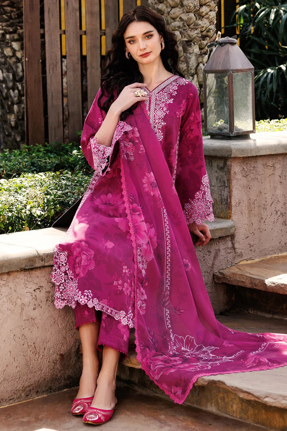 Farasha | Printed Essentials | Fuchsia Flare - Aqsa Fabrics