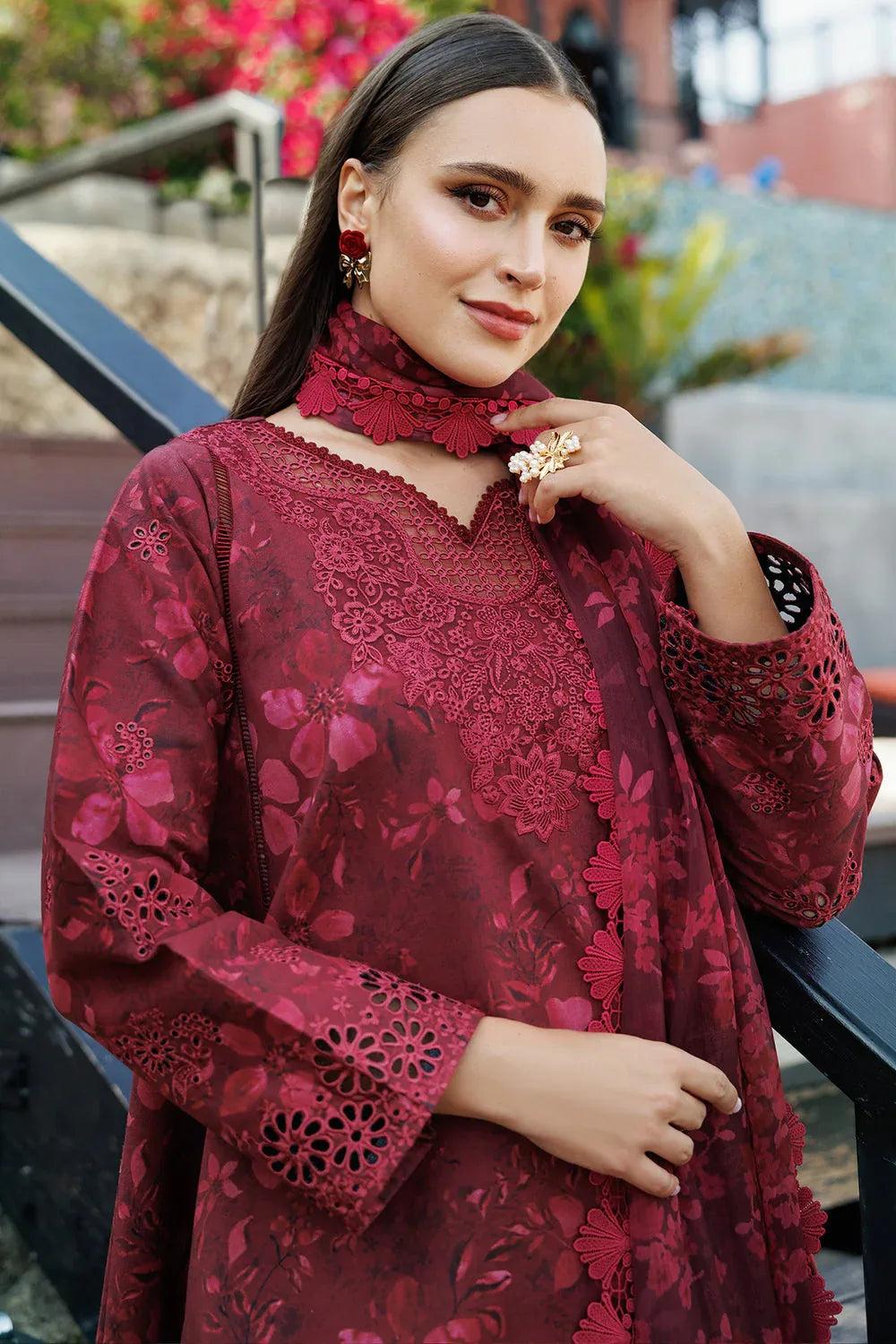 Farasha | Printed Essentials | Merlot Muse - Aqsa Fabrics