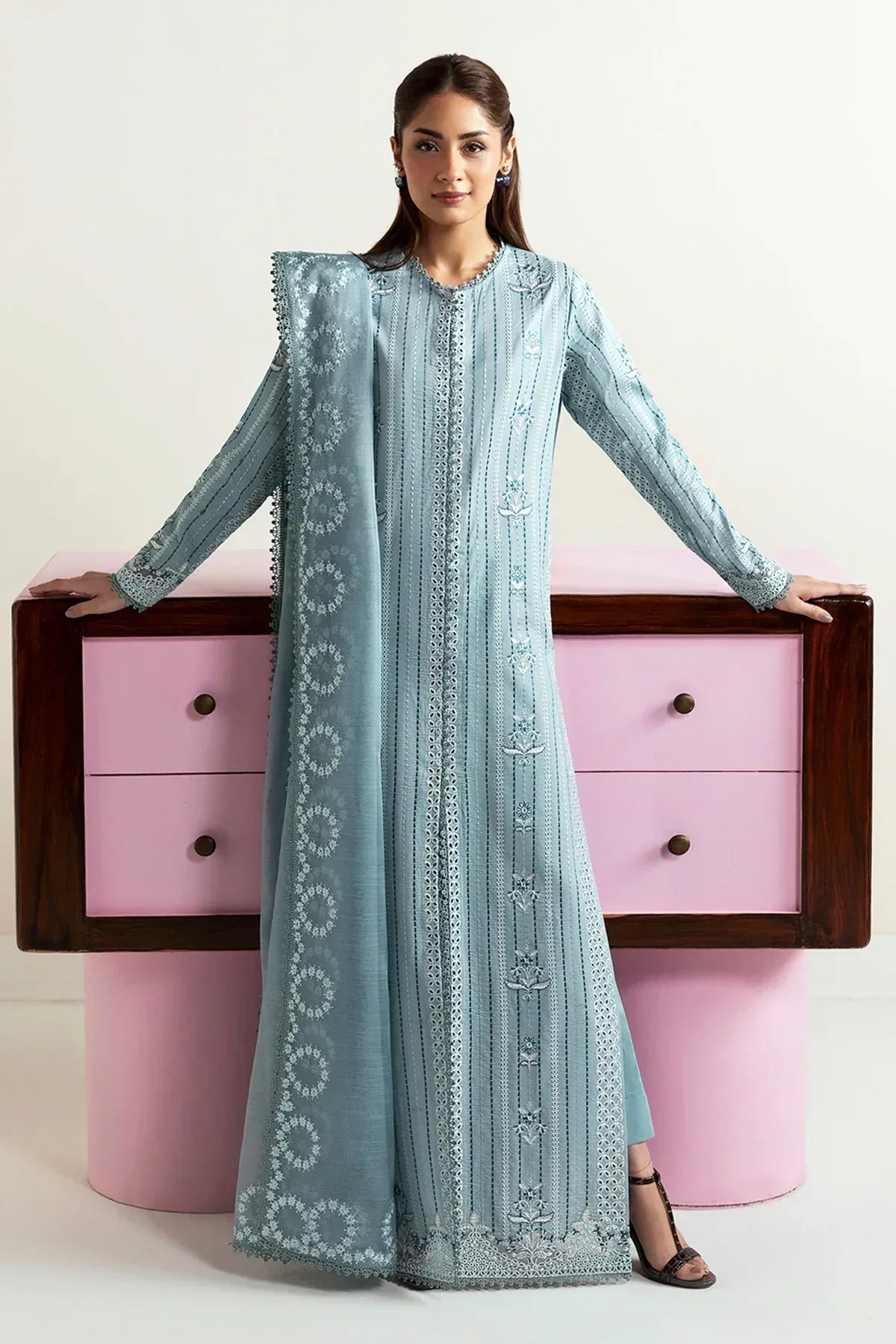 Afrozeh | Basic Pret 25 | Blue Melon - Aqsa Fabrics