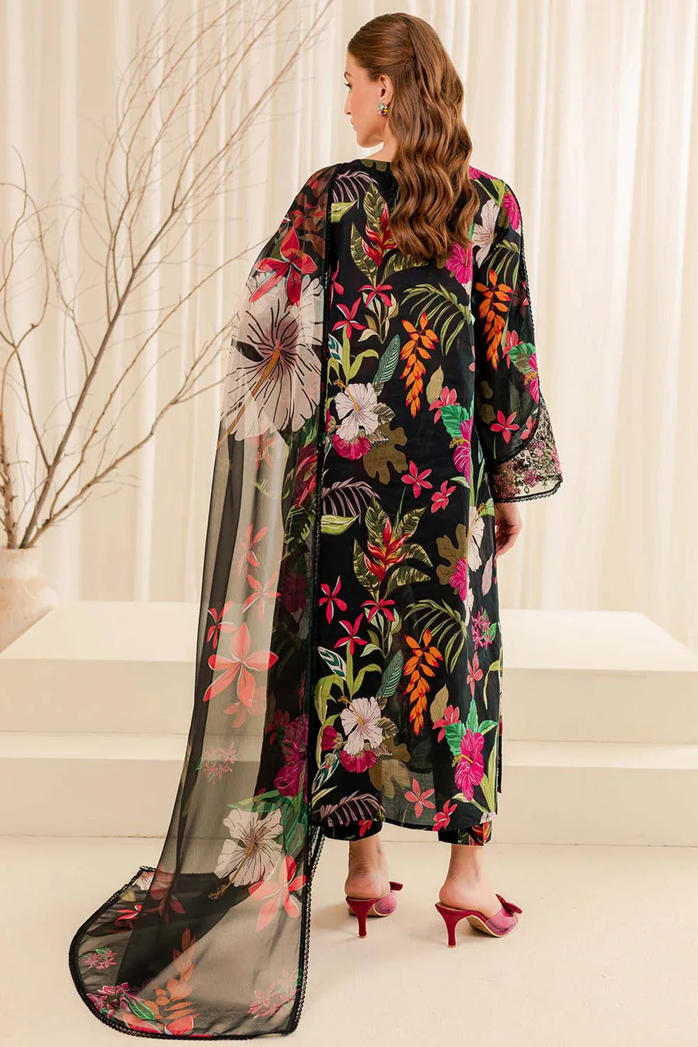 Farasha | Printed Essentials | Ebony Passion - Aqsa Fabrics