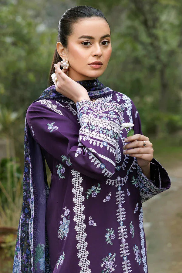 Farasha | Summer Weaves Embroidered Lawn | Regal Iris - Aqsa Fabrics