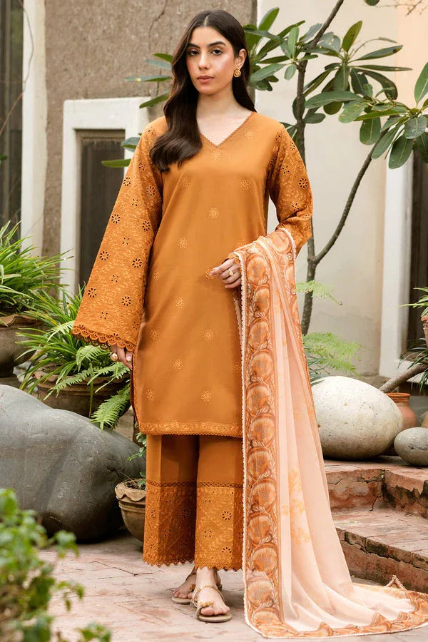 Farasha | Summer Weaves Embroidered Lawn | Golden Dusk - Aqsa Fabrics