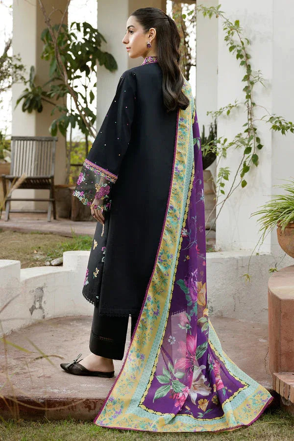 Farasha | Summer Weaves Embroidered Lawn | Raven Dusk - Aqsa Fabrics