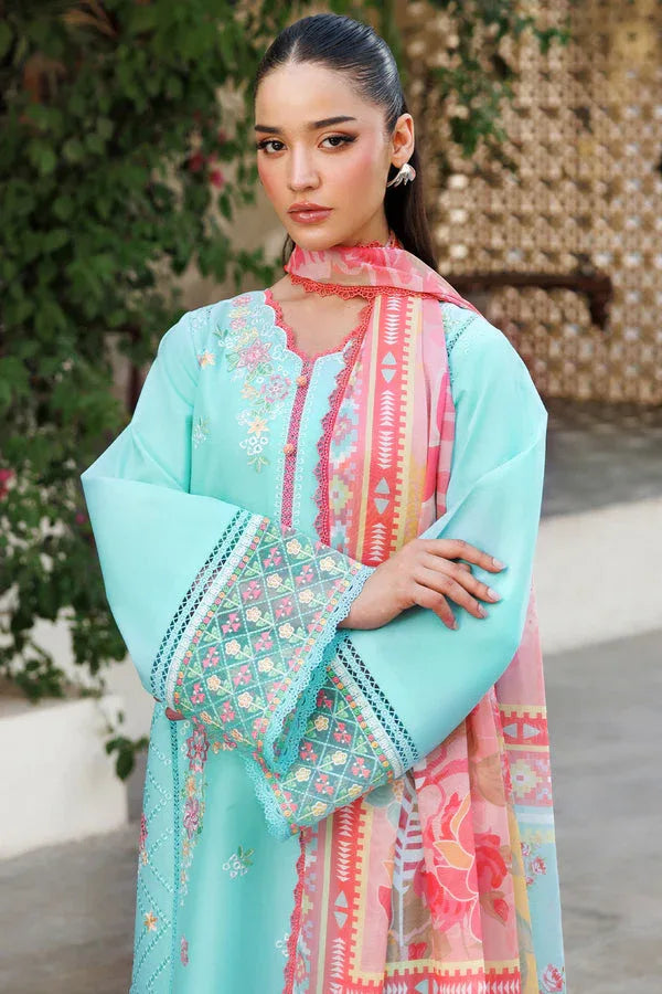 Farasha | Summer Weaves Embroidered Lawn | Ocean Veil - Aqsa Fabrics
