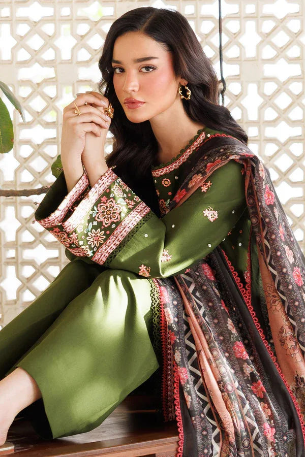 Farasha | Summer Weaves Embroidered Lawn | Olivine Dreams - Aqsa Fabrics