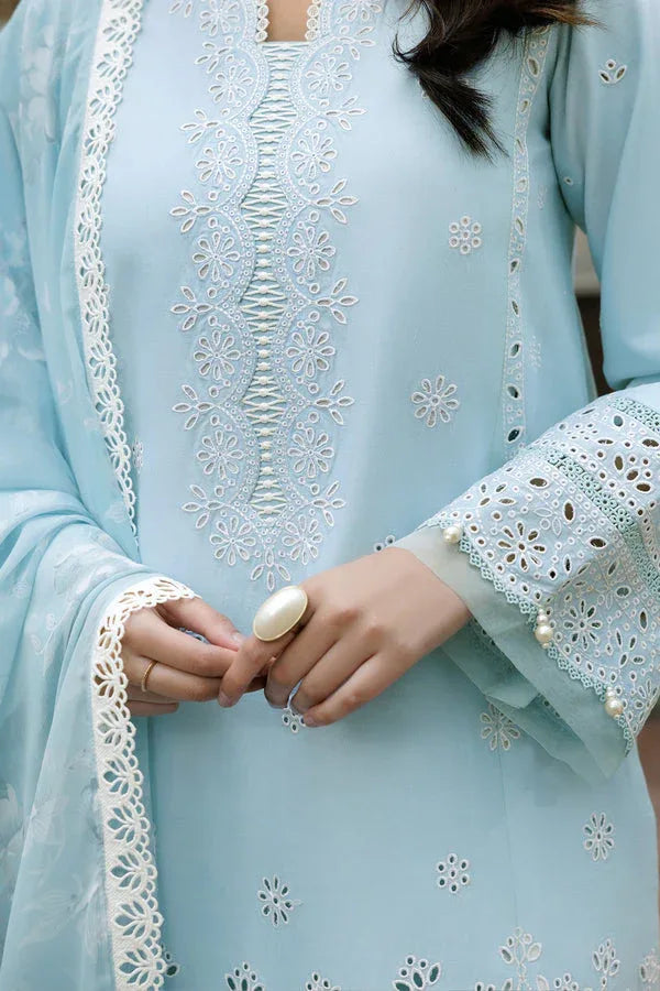 Farasha | Summer Weaves Embroidered Lawn | Sky Haze - Aqsa Fabrics