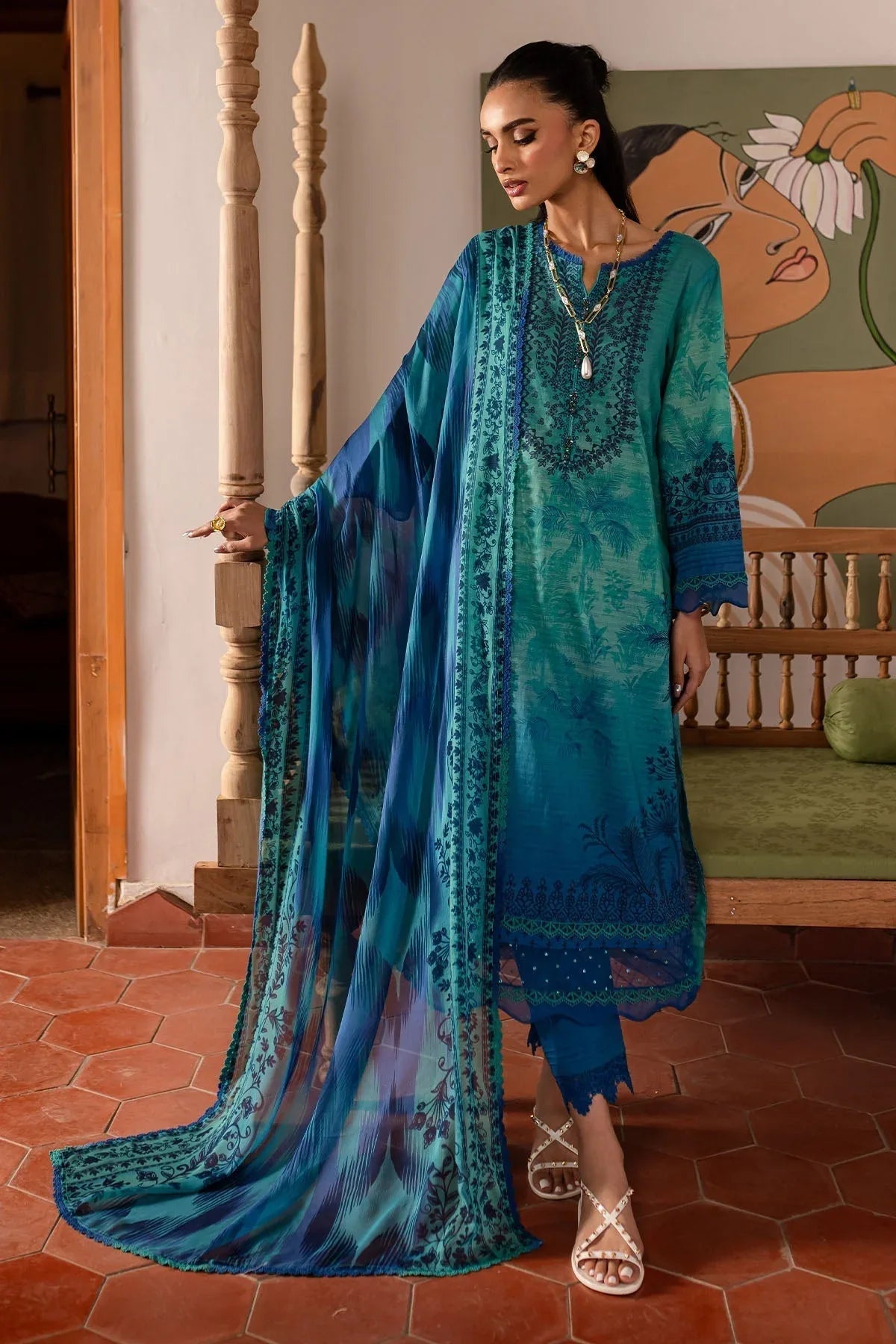 Nureh | Printed lawn 25 | SP-138 - Aqsa Fabrics