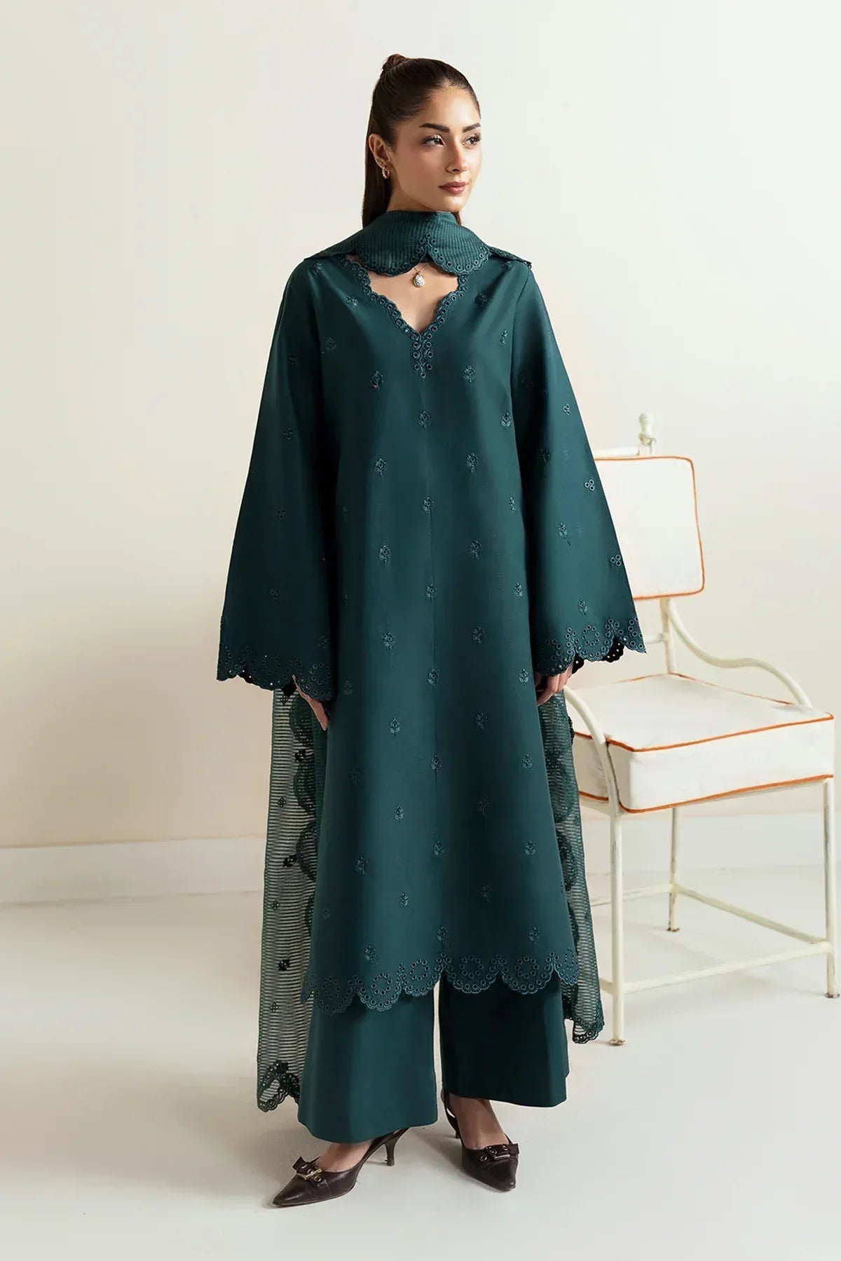 Afrozeh | Basic Pret 25 | Dark Kiwi - Aqsa Fabrics