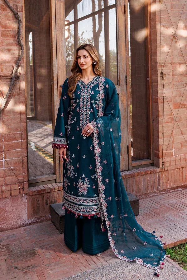 Farasha | Dastoor Embroidered Lawn SS24 | EMERALD CHARM - Aqsa Fabrics