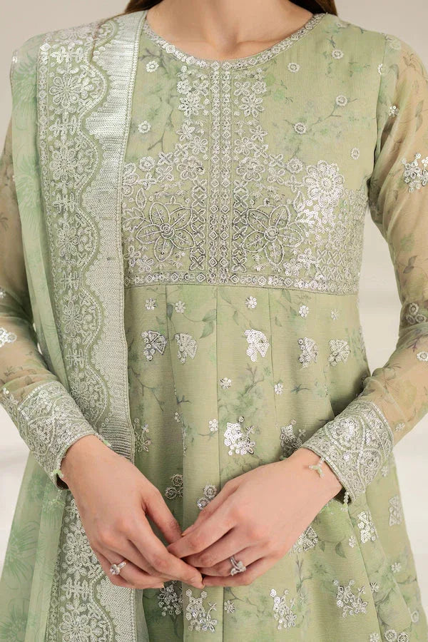 Farasha | Fiorella Formals | Sage Sparkle - Aqsa Fabrics