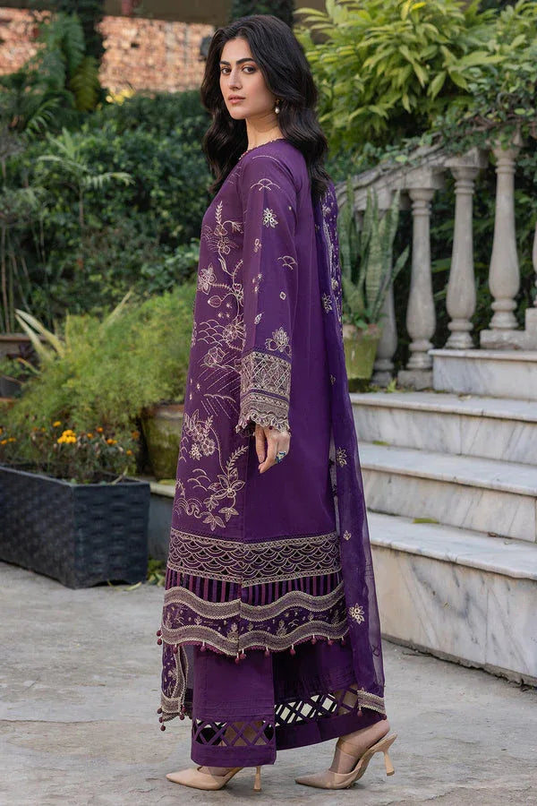 Farasha | Summer Weaves Embroidered Lawn | Raven Plum - Aqsa Fabrics