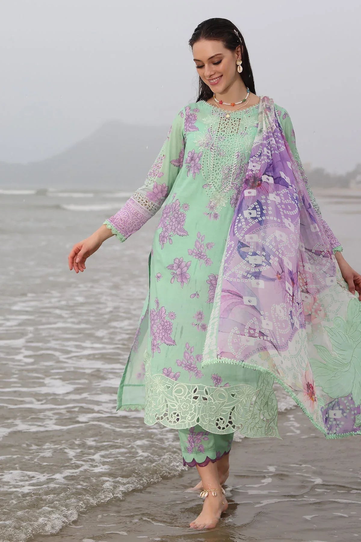 Nureh | Gardenia Embroidered Lawn 25 | NSG-174 - Aqsa Fabrics