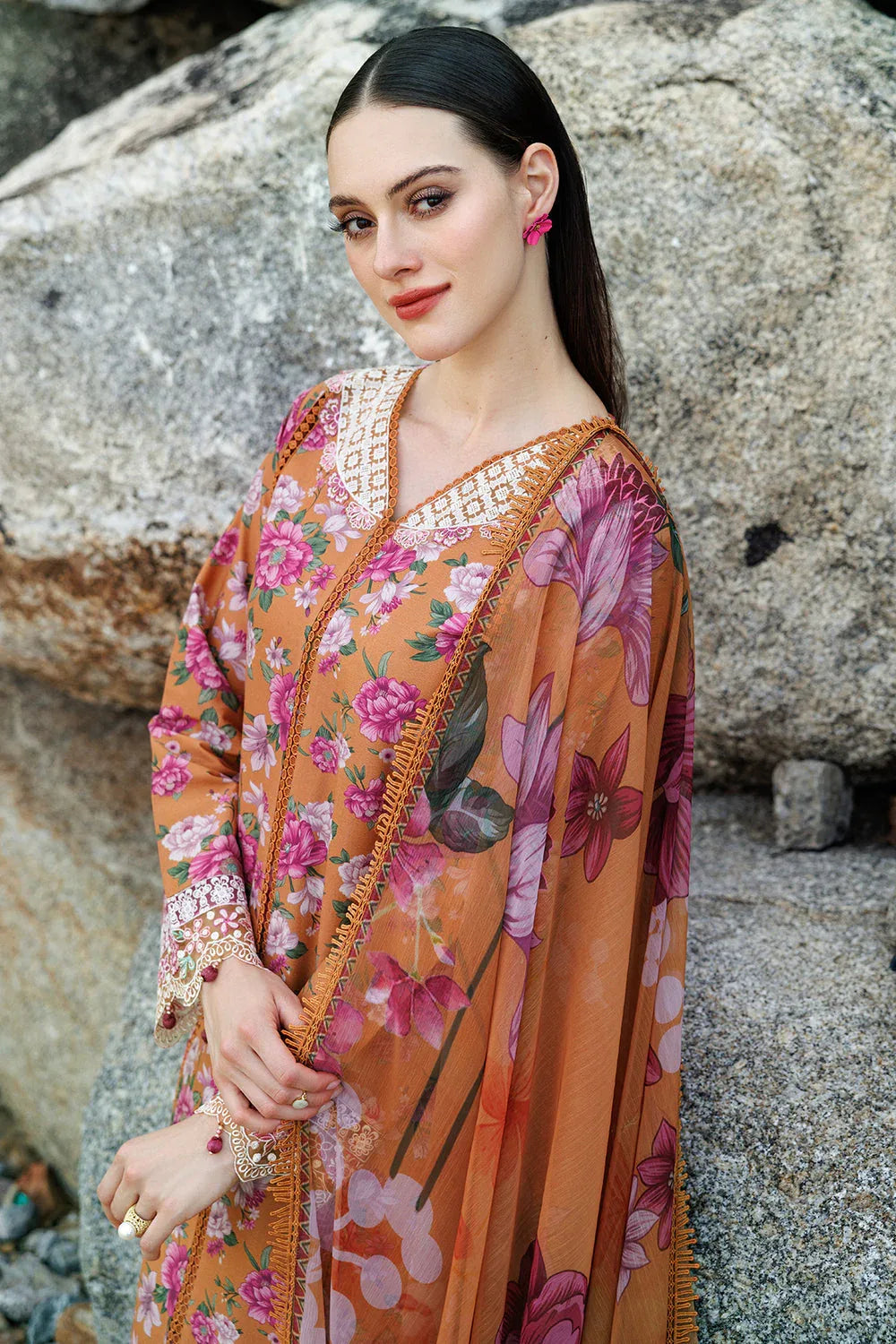 Farasha | Printed Essentials | Coral Haze - Aqsa Fabrics