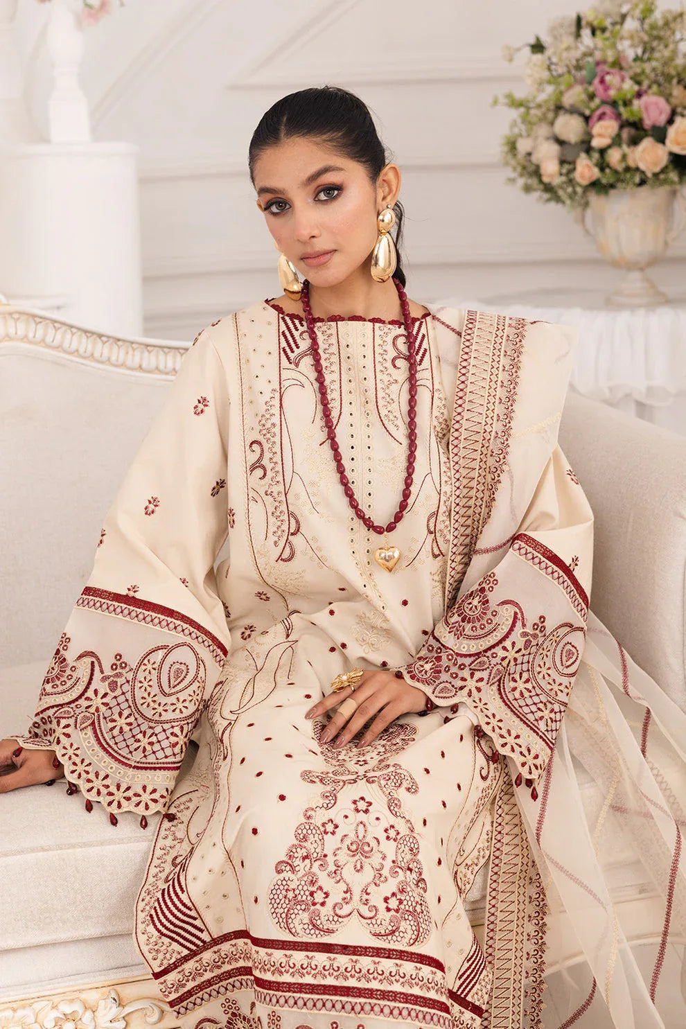 Maryum N Maria | Mira Luxury Lawn | BEHNAZ - FS50098 - Aqsa Fabrics