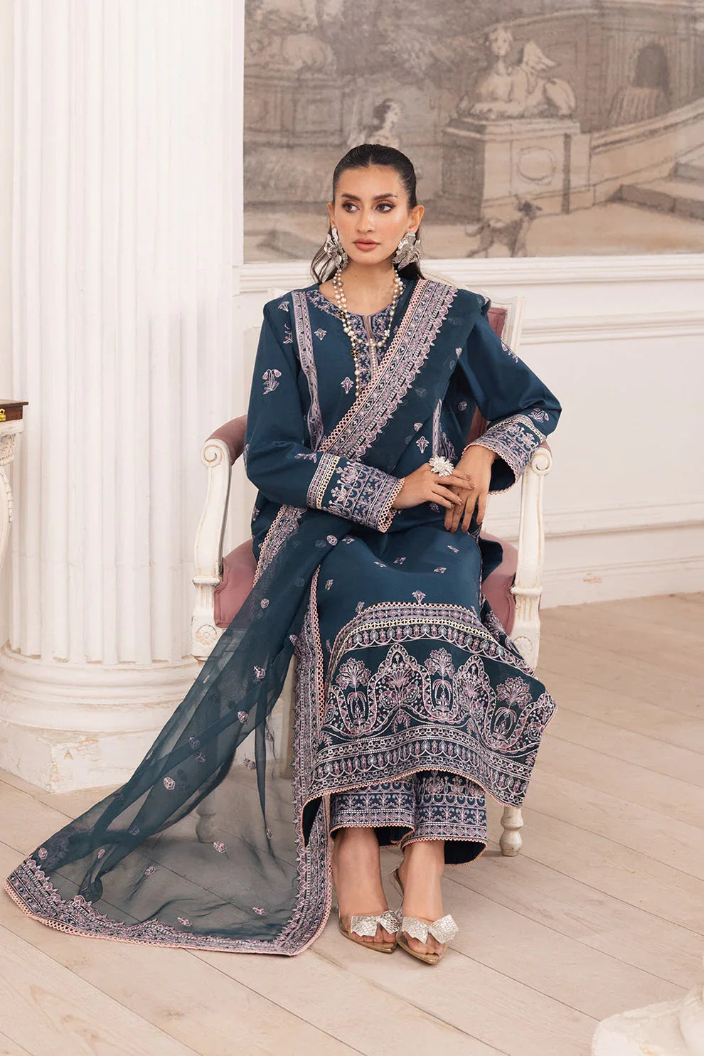 Maryum N Maria | Mira Luxury Lawn | FIROUZEH - FS50101 - Aqsa Fabrics