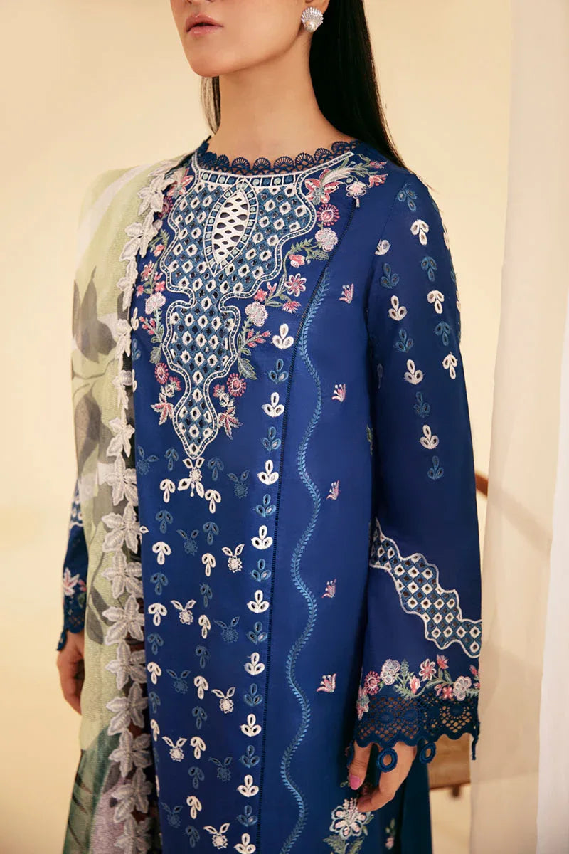 Qalamkar | Qlinekari Luxury Lawn | SQ-08 ZEL - Aqsa Fabrics