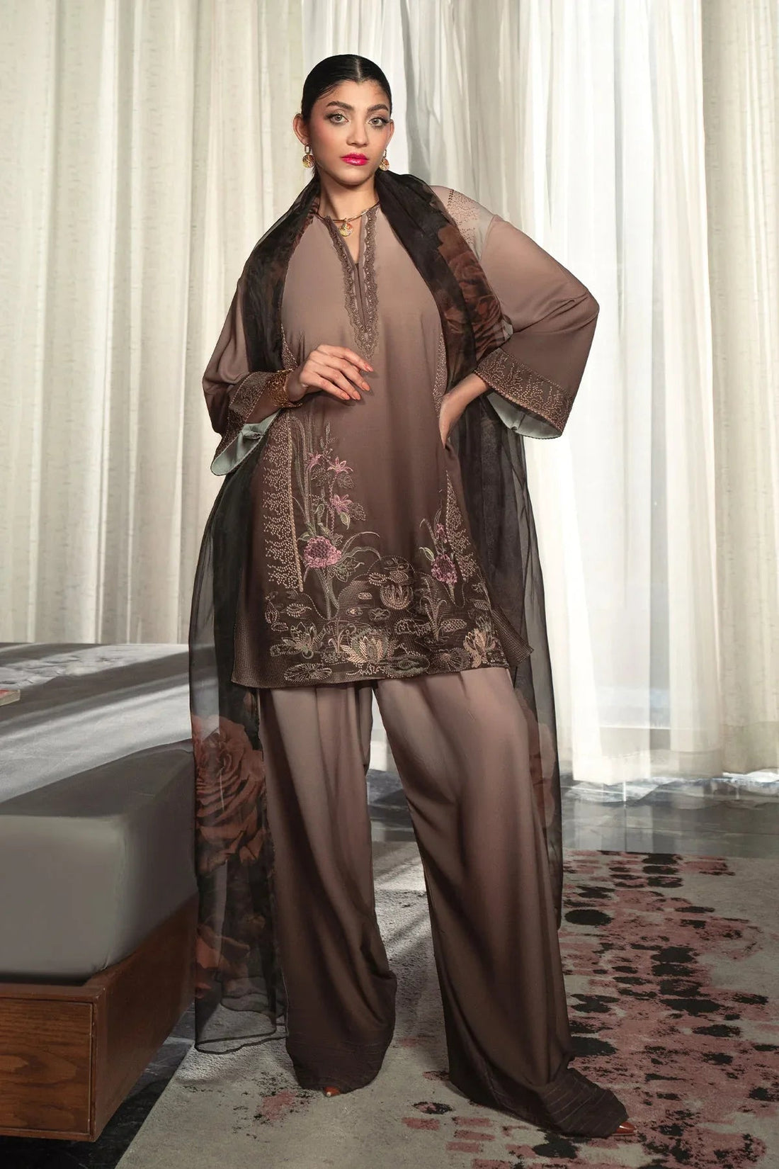 Erum Khan | Eid Edit 25 | Mocha Muse - Aqsa Fabrics