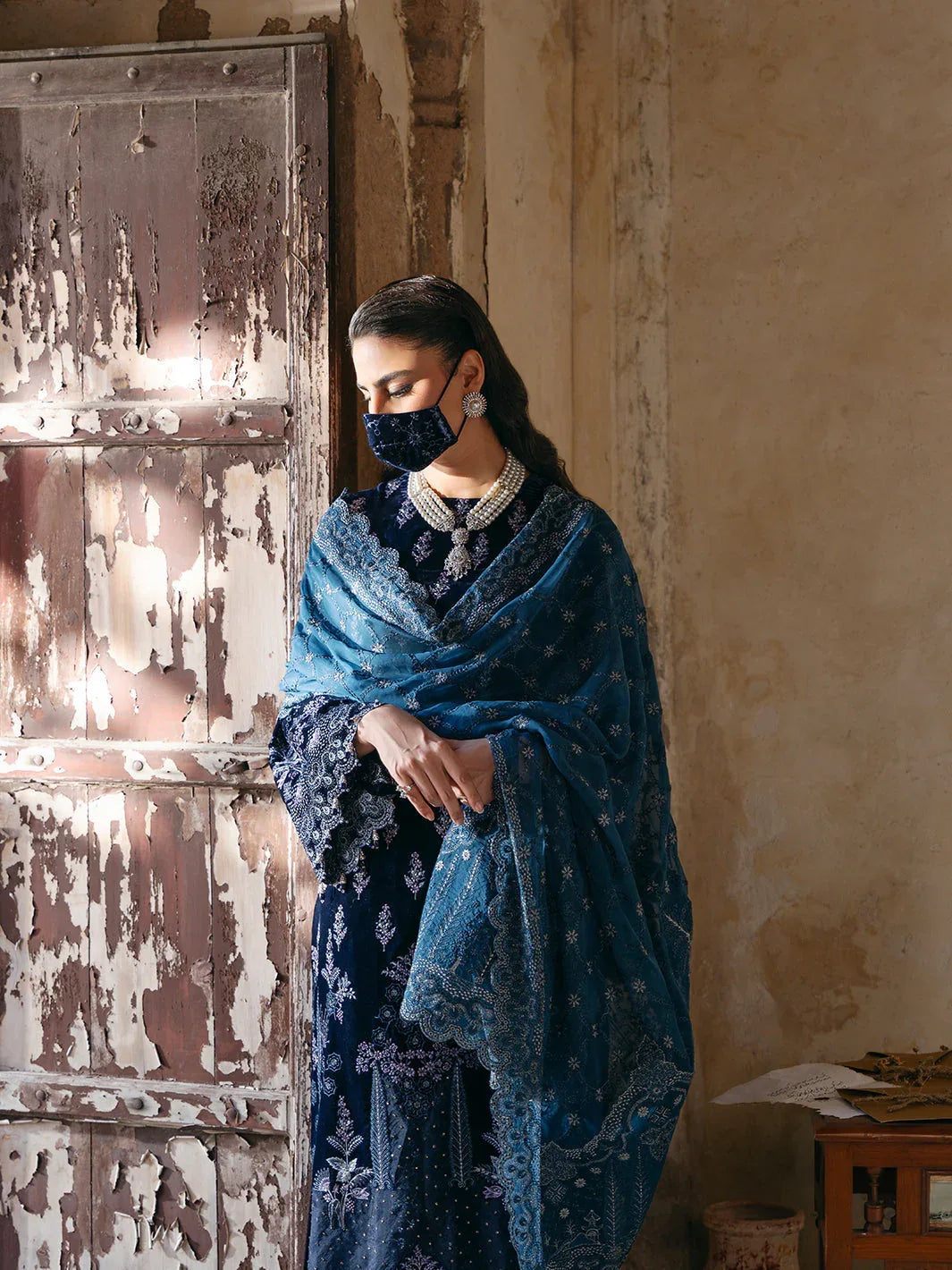 Flossie | Siara Velvet Formals | V-105 - B - Aqsa Fabrics