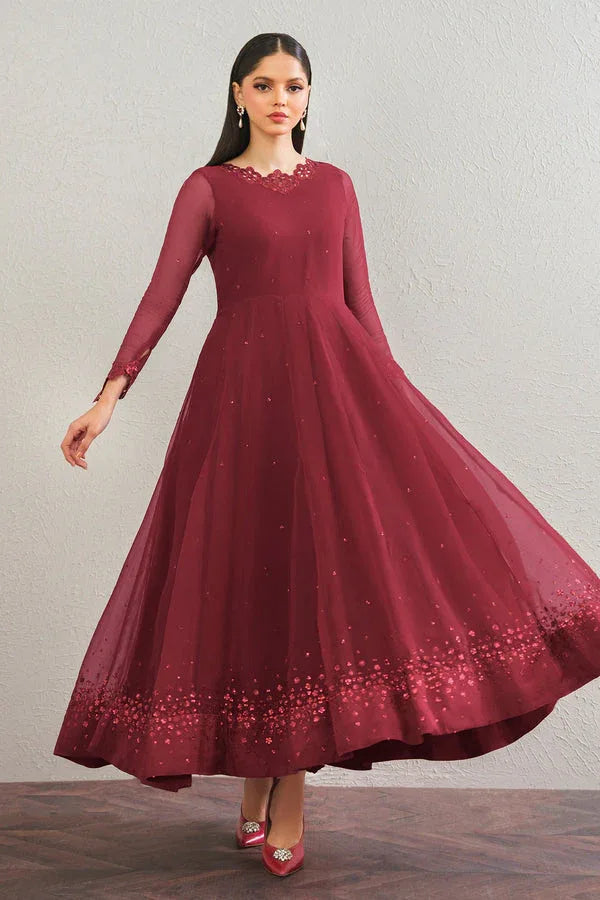 Baroque | Luxury Pret 25 | EMBROIDERED CHIFFON FROCK PR-901 - Aqsa Fabrics