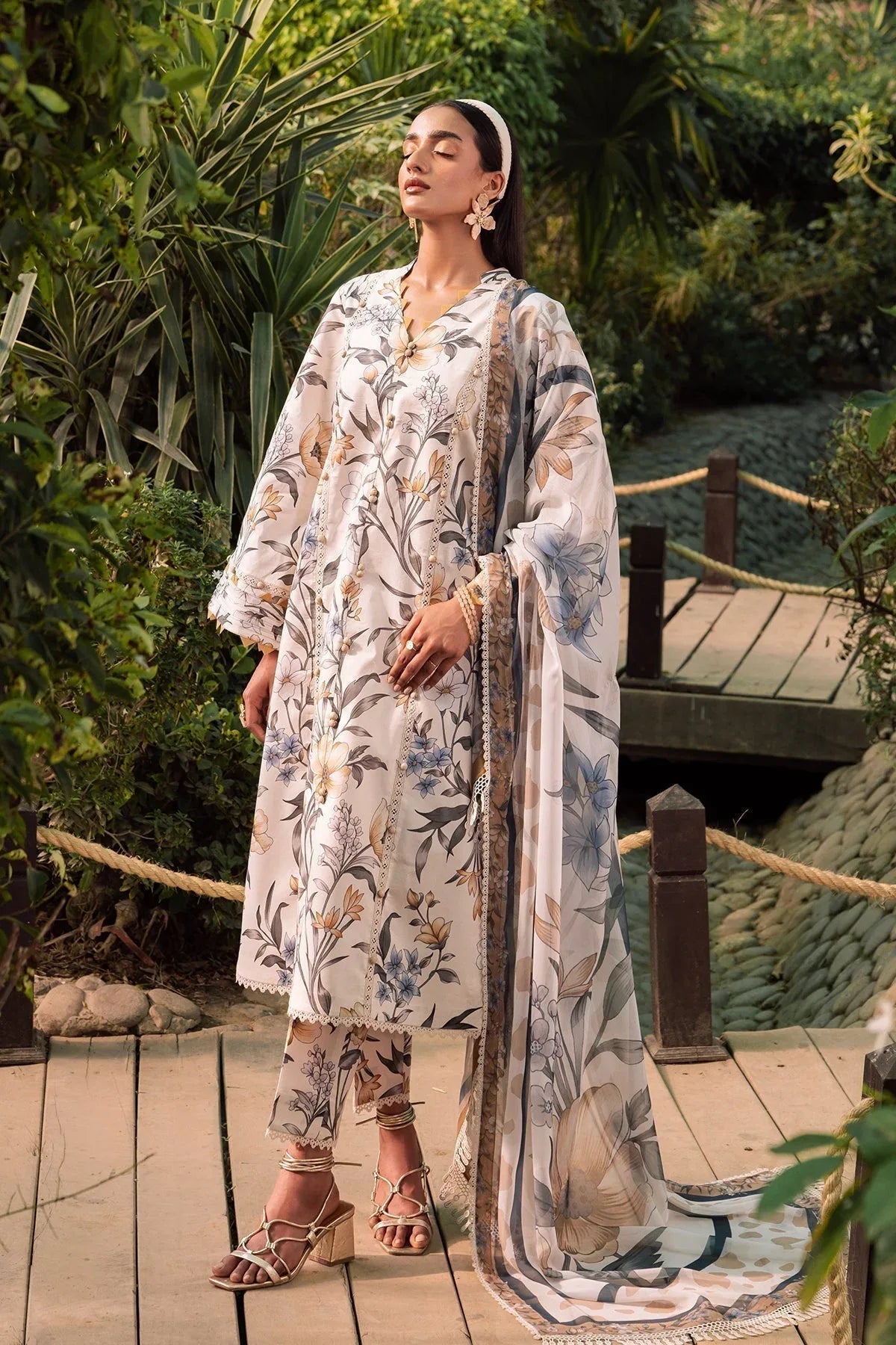 Alizeh | Sheen Lawn Prints 24 | GARDENIA - Aqsa Fabrics