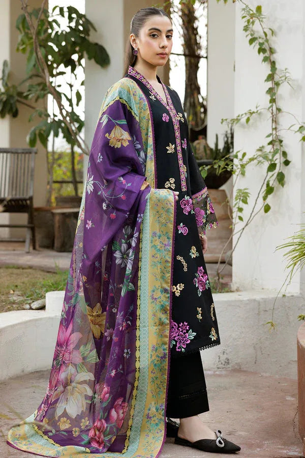 Farasha | Summer Weaves Embroidered Lawn | Raven Dusk - Aqsa Fabrics