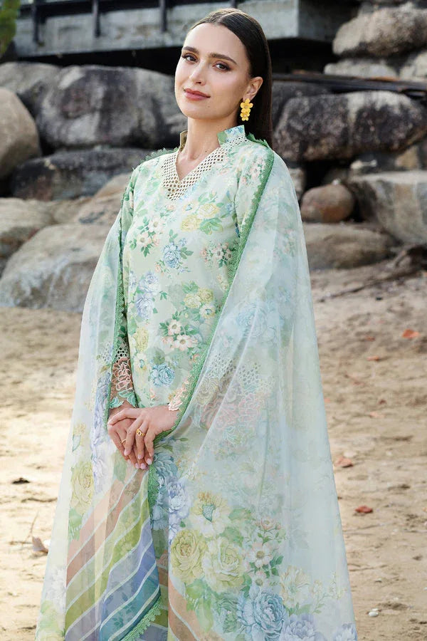 Farasha | Printed Essentials | Mint Bloom - Aqsa Fabrics