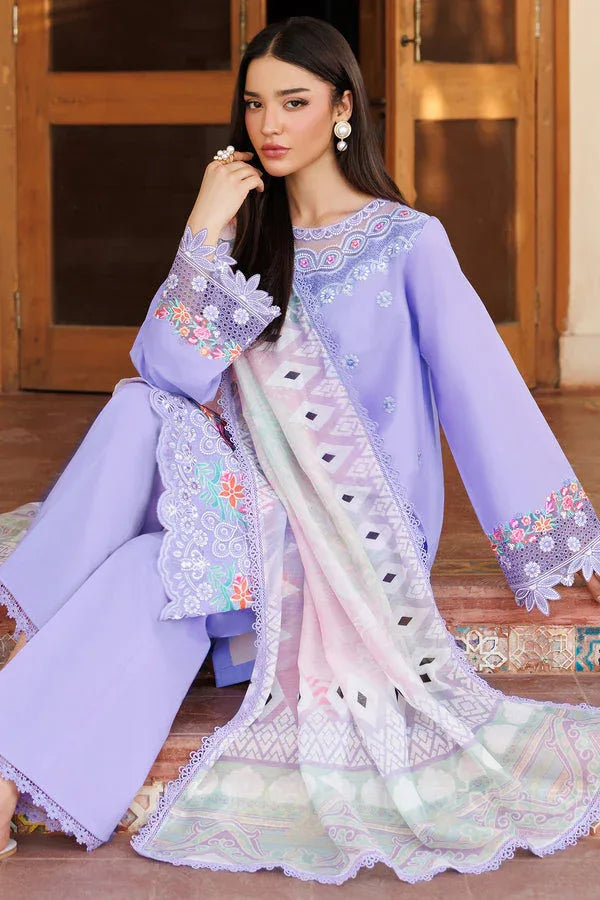 Farasha | Summer Weaves Embroidered Lawn | Lavender Dew - Aqsa Fabrics