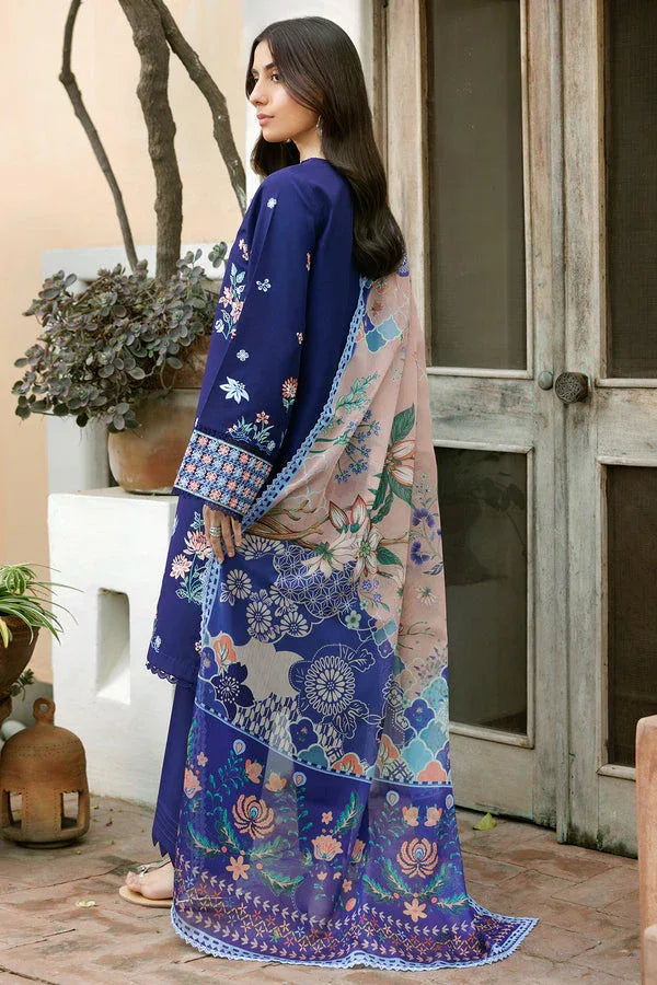 Farasha | Summer Weaves Embroidered Lawn | Indigo Glow - Aqsa Fabrics