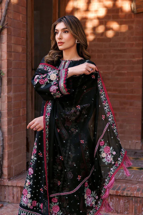 Farasha | Dastoor Embroidered Lawn SS24 | ORNATE NOIR - Aqsa Fabrics