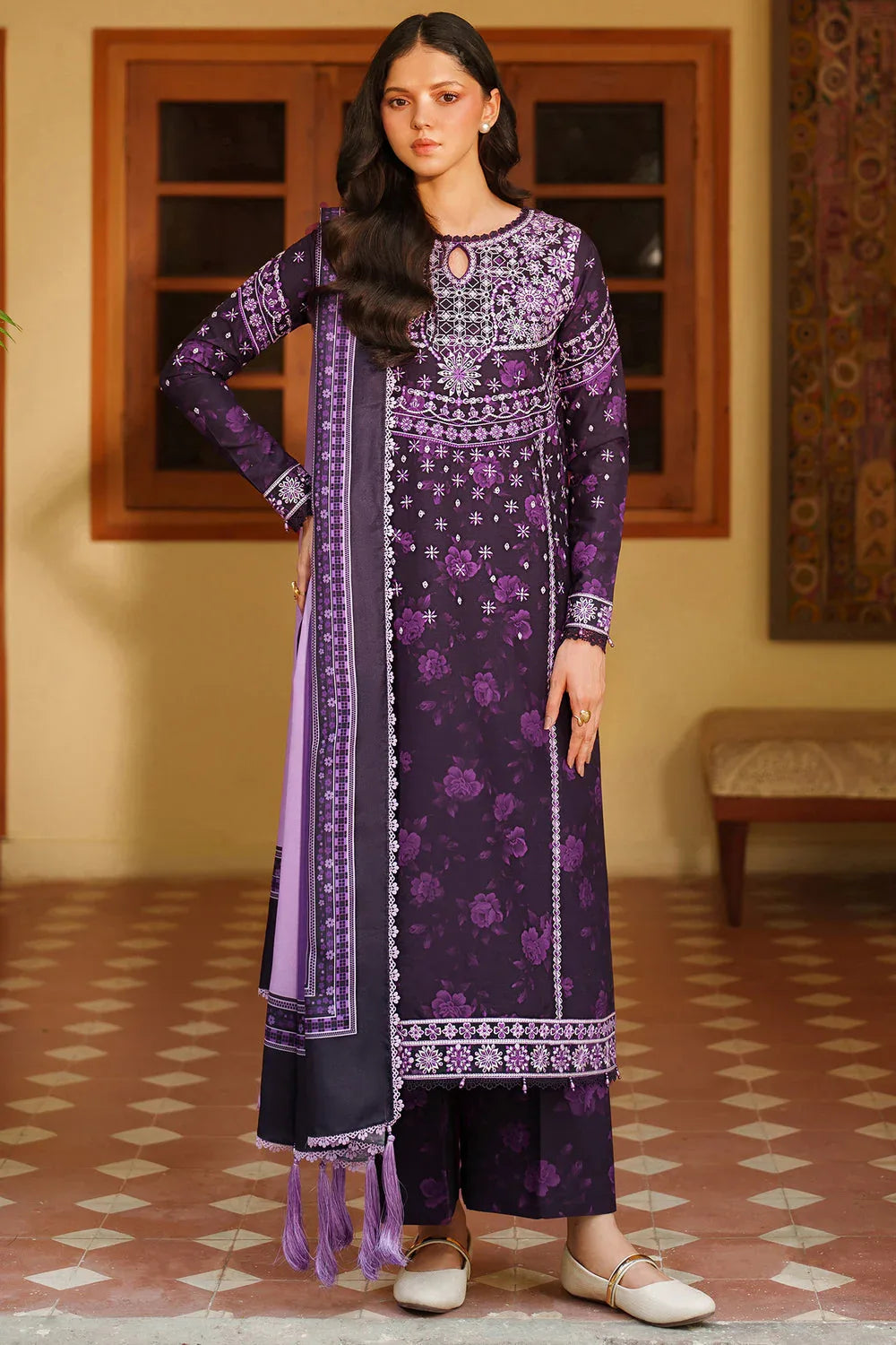 Farasha | Meline Premium Viscose 25 | Plum Powder - Aqsa Fabrics