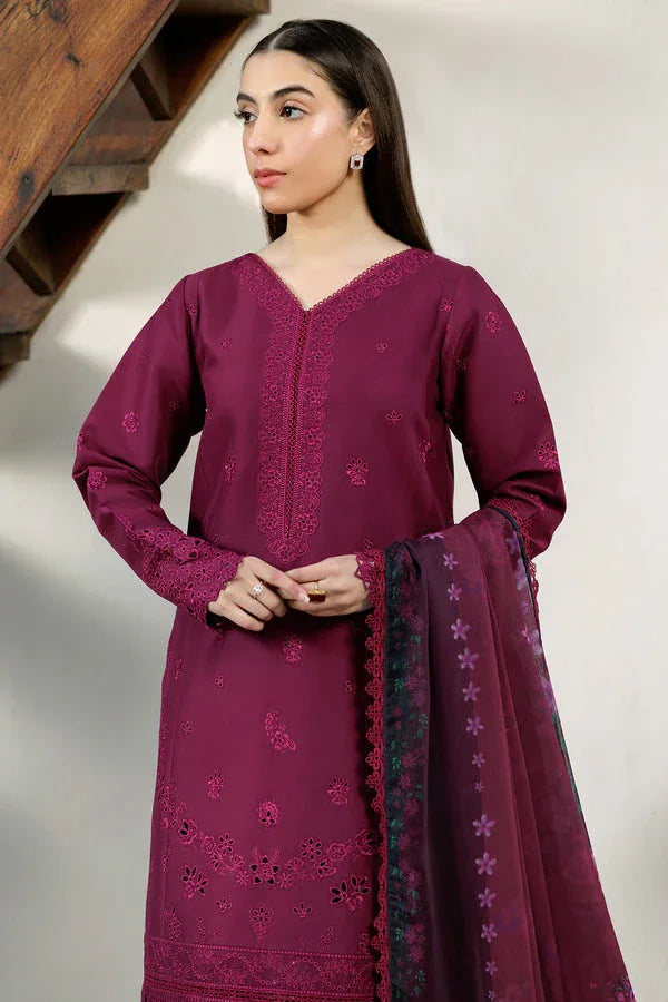 Farasha | Summer Weaves Embroidered Lawn | Garnet Passion - Aqsa Fabrics