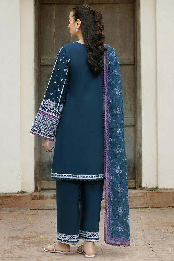 Farasha | Summer Weaves Embroidered Lawn | Blue Allure - Aqsa Fabrics