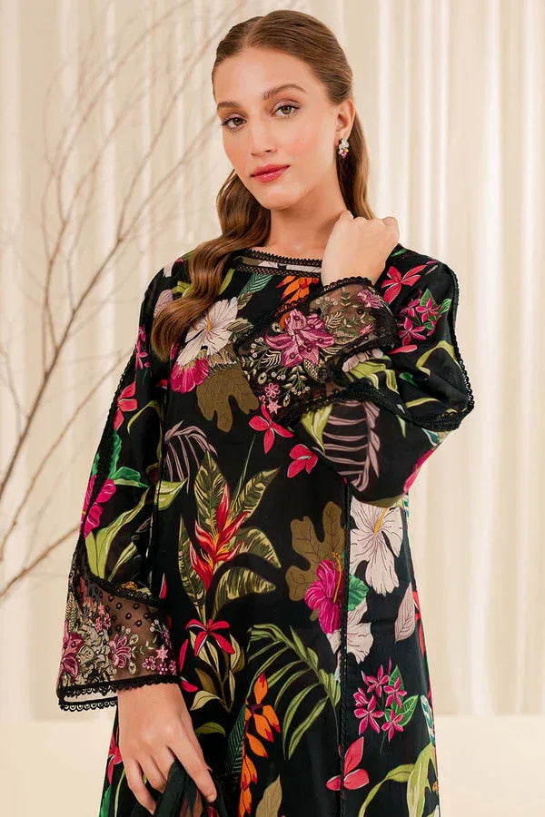 Farasha | Printed Essentials | Ebony Passion - Aqsa Fabrics